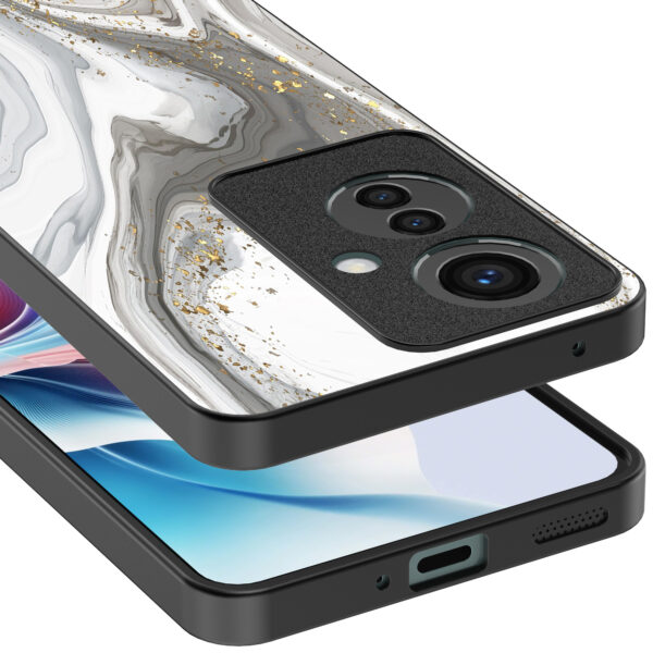 Oppo Reno 11 F telefoonhoesje met zilver marmer opdruk (4)