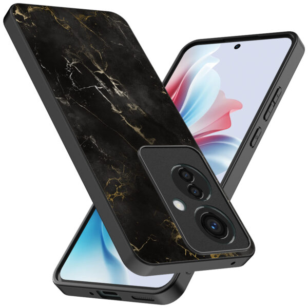 Oppo Reno 11 F telefoonhoesje met zwart marmer opdruk (2)