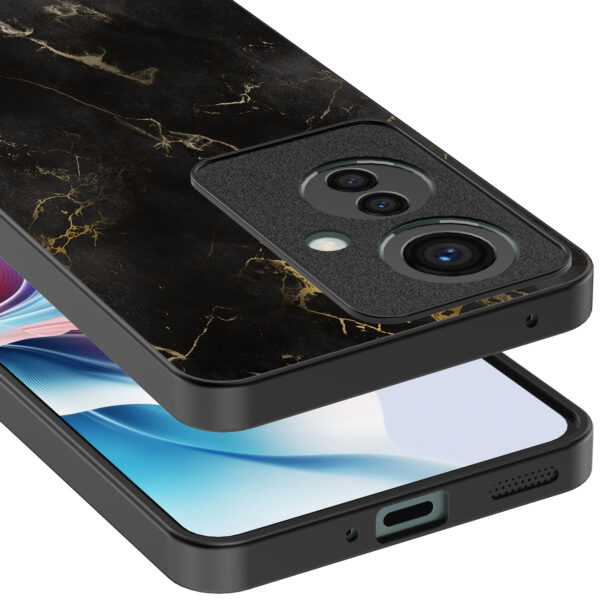 Oppo Reno 11 F telefoonhoesje met zwart marmer opdruk (4)