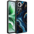 Oppo Reno 11 telefoonhoesje met blauw goud marmer opdruk (1)