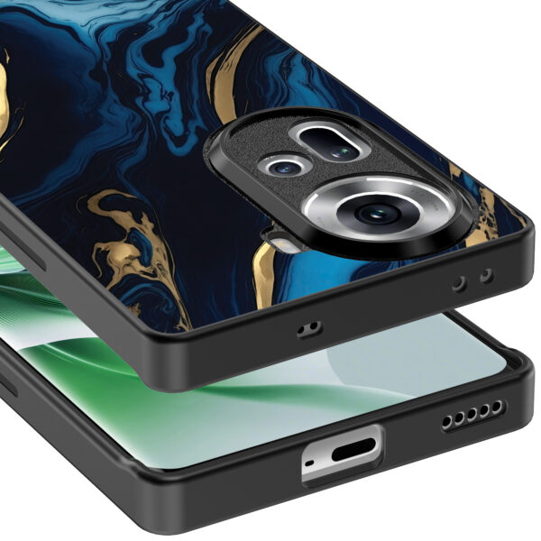 Oppo Reno 11 telefoonhoesje met blauw goud marmer opdruk (5)