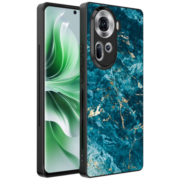 Oppo Reno 11 telefoonhoesje met blauw marmer opdruk (1)