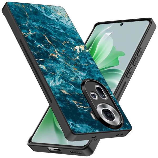 Oppo Reno 11 telefoonhoesje met blauw marmer opdruk (2)