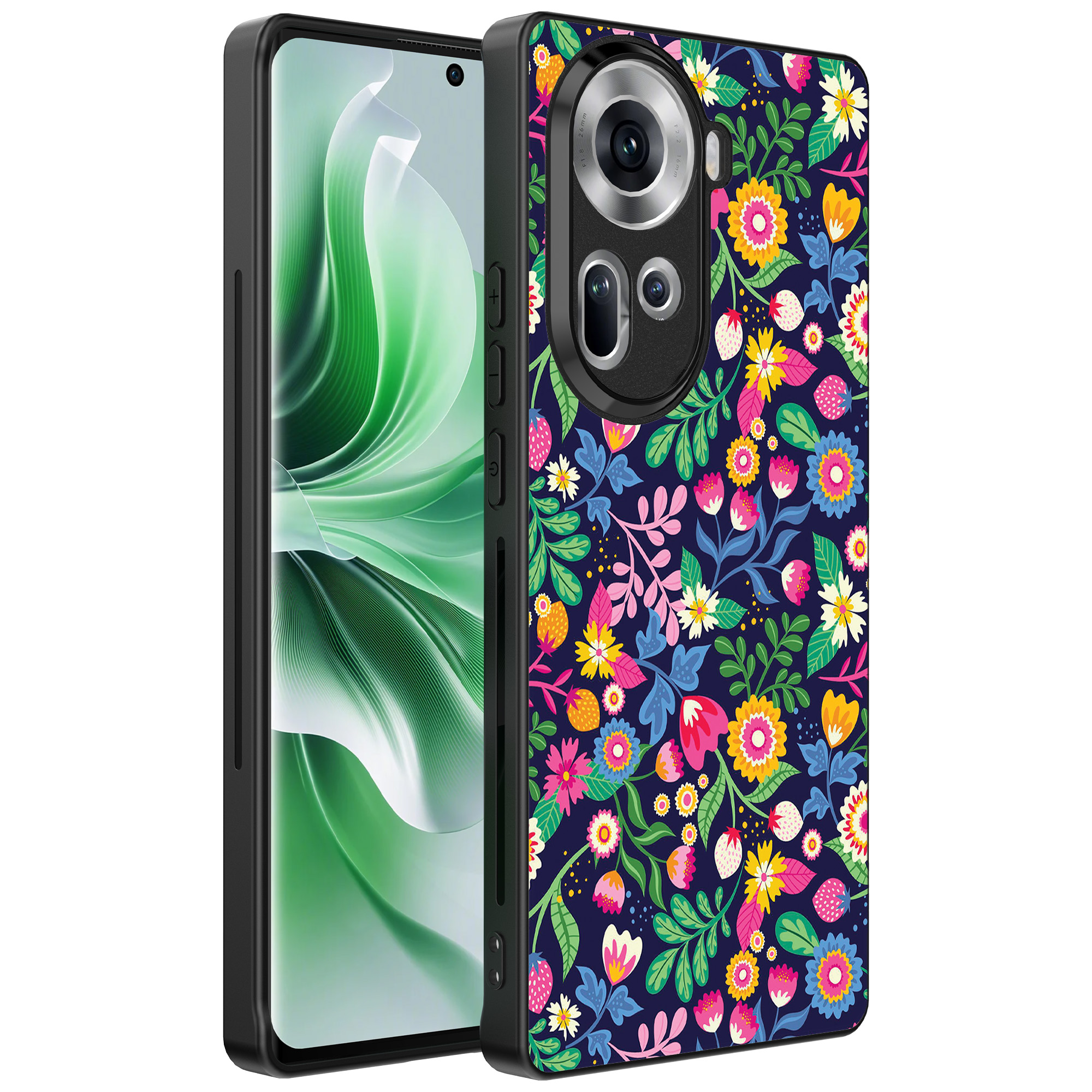 Oppo Reno 11 telefoonhoesje met bloemen opdruk (1)