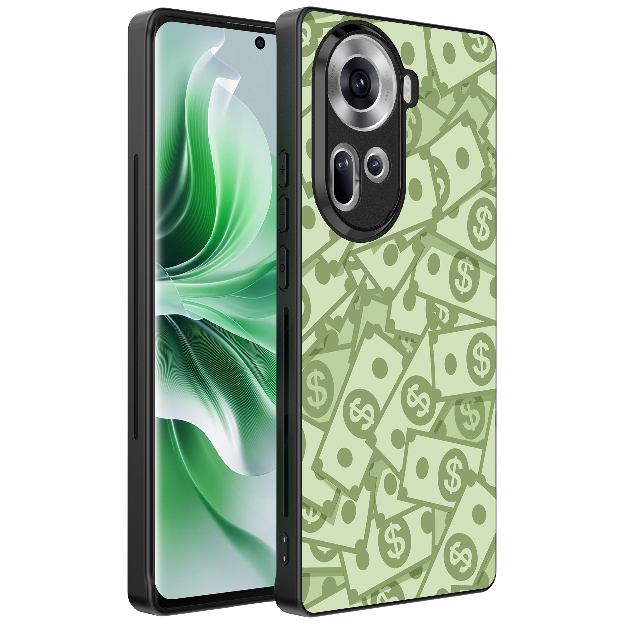 Oppo Reno 11 telefoonhoesje met geld opdruk (1)