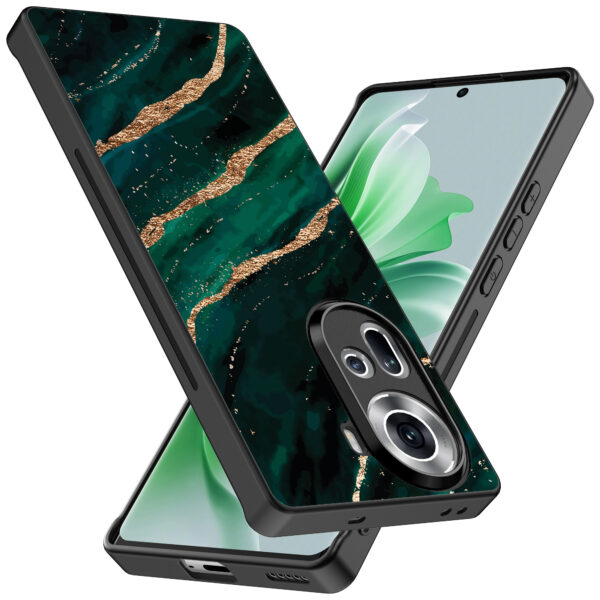 Oppo Reno 11 telefoonhoesje met groen goud marmer opdruk (2)