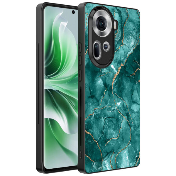 Oppo Reno 11 telefoonhoesje met groen marmer opdruk (1)