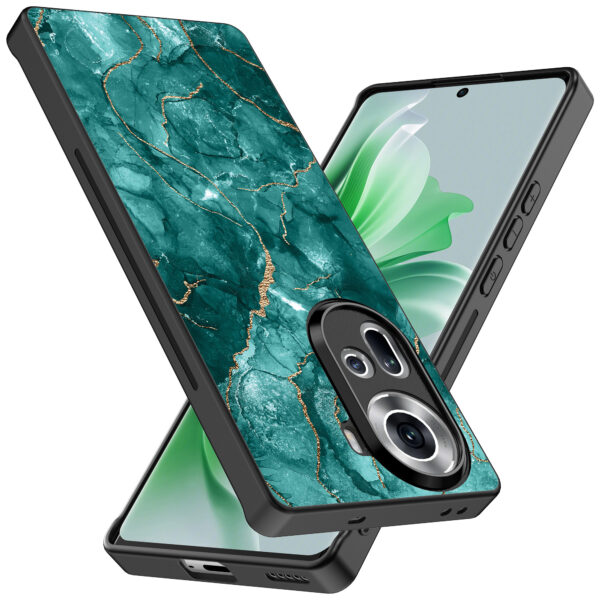 Oppo Reno 11 telefoonhoesje met groen marmer opdruk (2)
