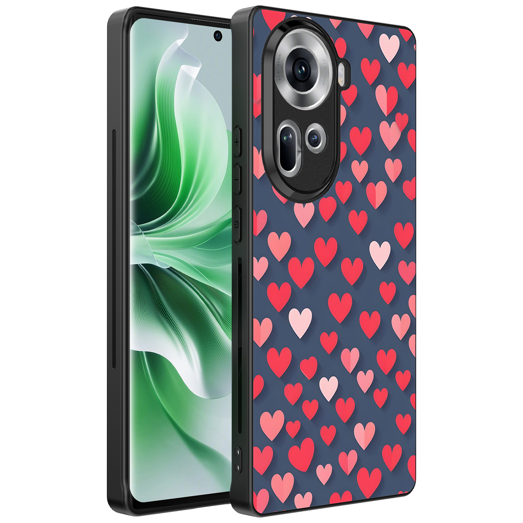 Oppo Reno 11 telefoonhoesje met hartjes opdruk klein (1)