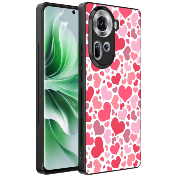 Oppo Reno 11 telefoonhoesje met hartjes opdruk transparant (1)