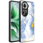 Oppo Reno 11 telefoonhoesje met lichtblauw goud marmer opdruk (1)