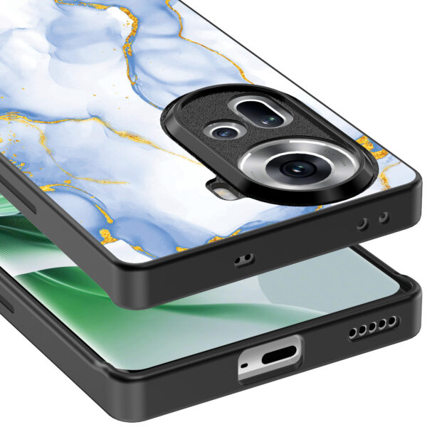 Oppo Reno 11 telefoonhoesje met lichtblauw goud marmer opdruk (5)