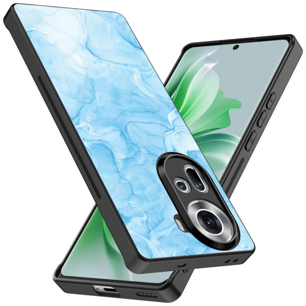 Oppo Reno 11 telefoonhoesje met lichtblauw marmer opdruk (2)