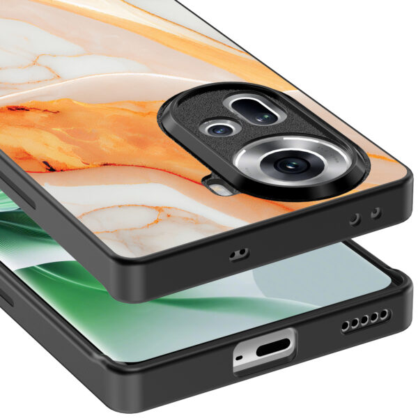 Oppo Reno 11 telefoonhoesje met oranje marmer opdruk (5)