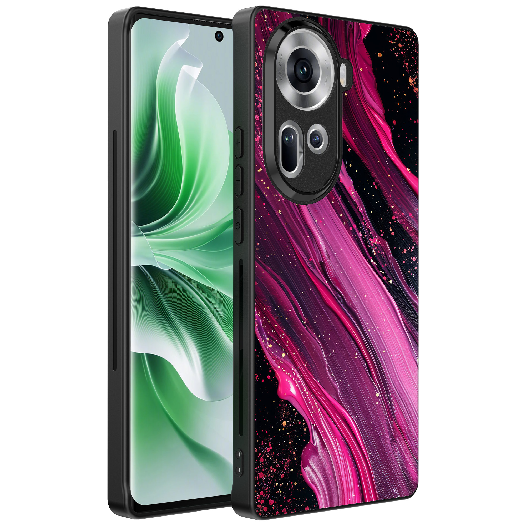 Oppo Reno 11 telefoonhoesje met paars roze marmer opdruk (1)