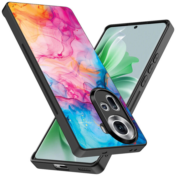 Oppo Reno 11 telefoonhoesje met regenboog acryl marmer opdruk (2)