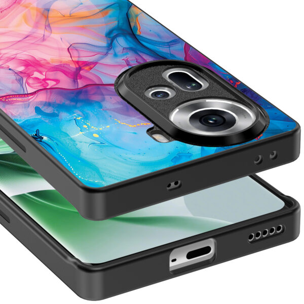 Oppo Reno 11 telefoonhoesje met regenboog acryl marmer opdruk (5)