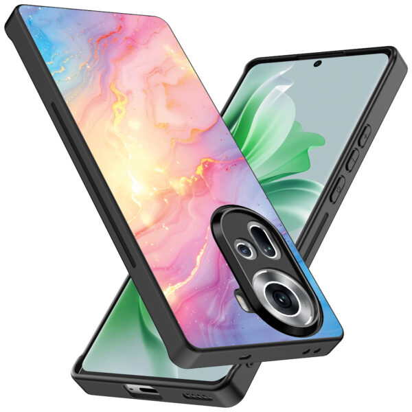 Oppo Reno 11 telefoonhoesje met regenboog glitter marmer opdruk (2)