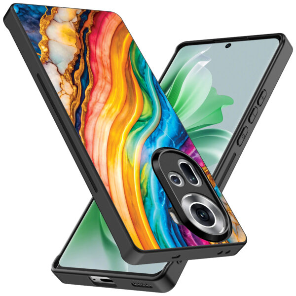 Oppo Reno 11 telefoonhoesje met regenboog goud marmer opdruk (2)