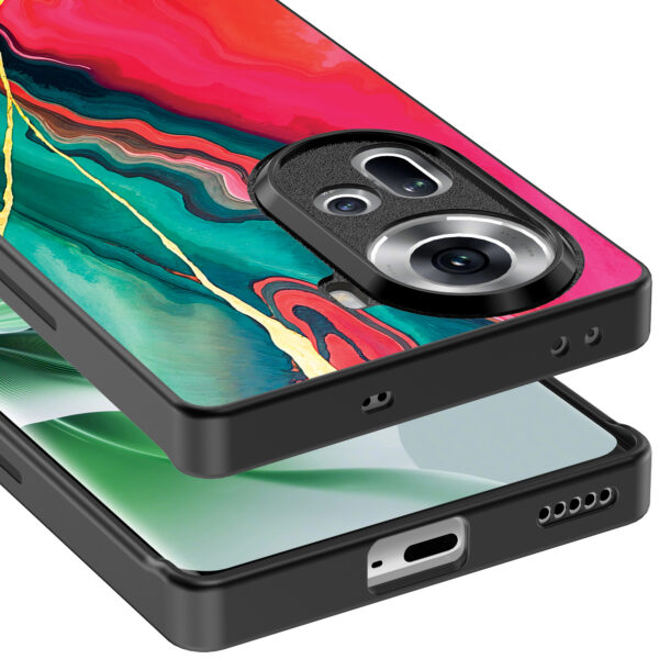 Oppo Reno 11 telefoonhoesje met rood groen marmer opdruk (5)