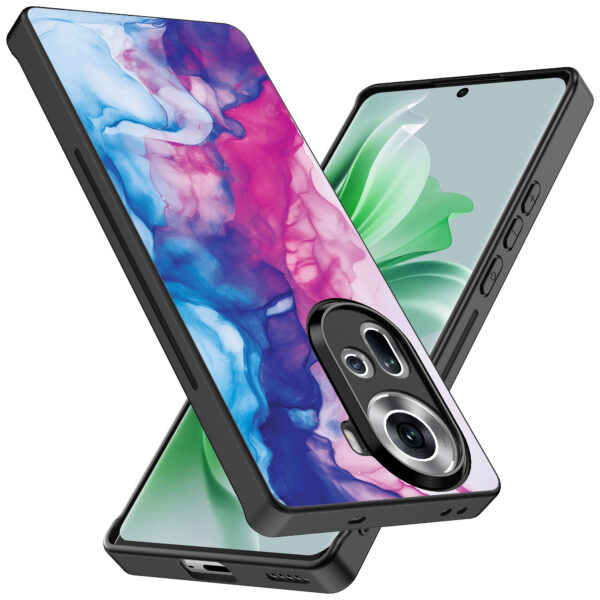 Oppo Reno 11 telefoonhoesje met roze blauw marmer opdruk (2)