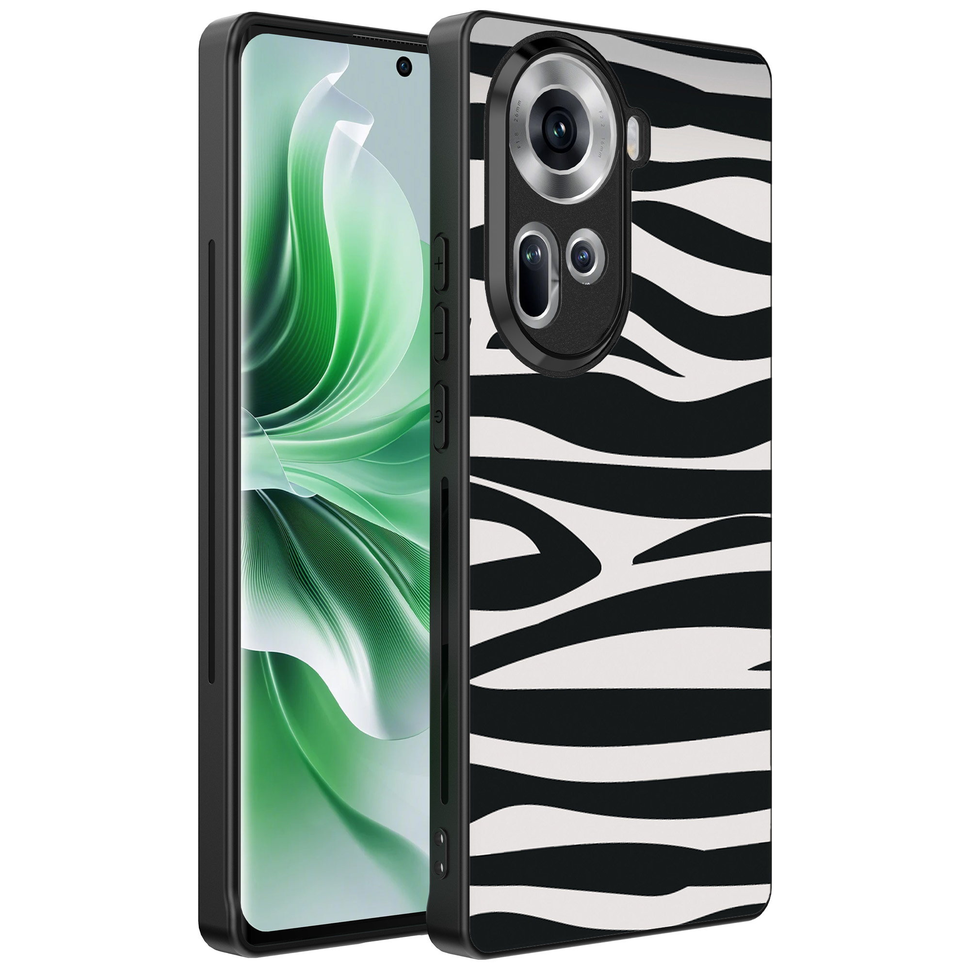 Oppo Reno 11 telefoonhoesje met zebra opdruk (1)