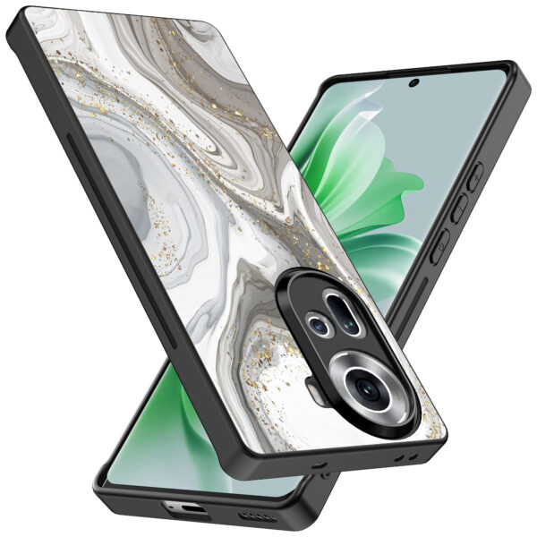 Oppo Reno 11 telefoonhoesje met zilver marmer opdruk (2)