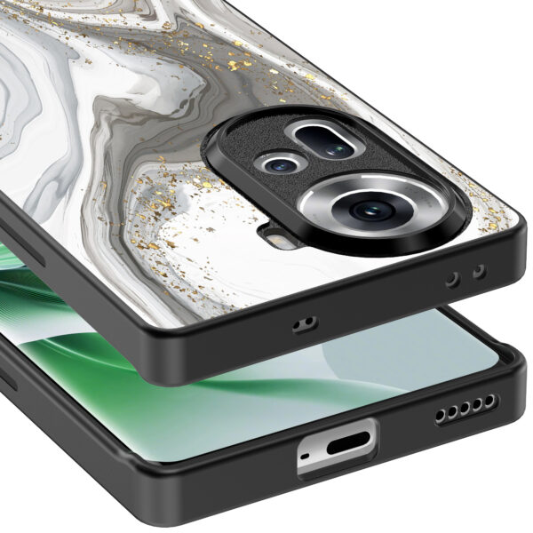 Oppo Reno 11 telefoonhoesje met zilver marmer opdruk (5)