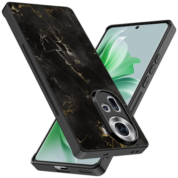 Oppo Reno 11 telefoonhoesje met zwart marmer opdruk (2)