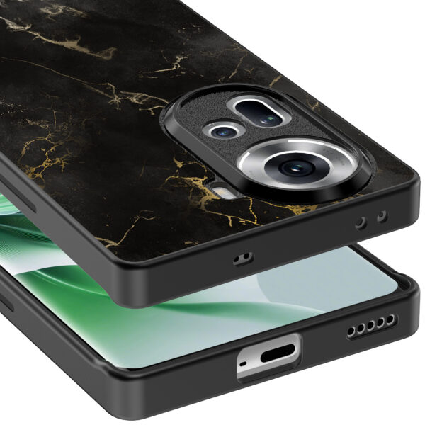 Oppo Reno 11 telefoonhoesje met zwart marmer opdruk (5)