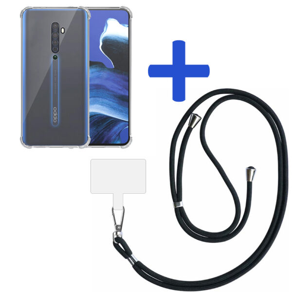 Oppo Reno 2 transparant hoesje met afneembaar koord en stootrand 2