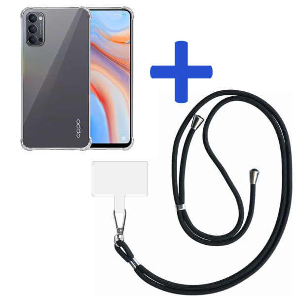 Oppo Reno 4 5G transparant hoesje met afneembaar koord en stootrand 2