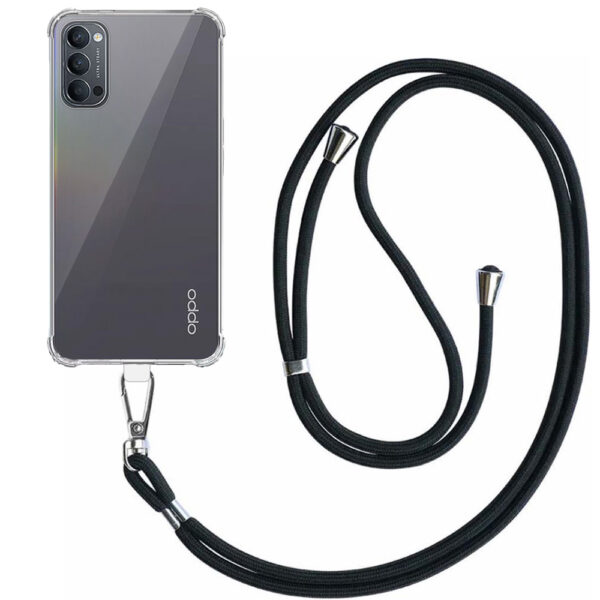 Oppo Reno 4 5G transparant hoesje met afneembaar koord en stootrand