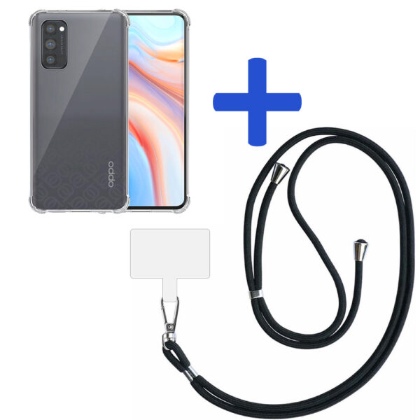 Oppo Reno 4 Pro 5G transparant hoesje met afneembaar koord en stootrand 2