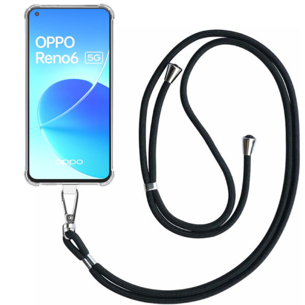 Oppo Reno 6 5G transparant hoesje met afneembaar koord en stootrand 1