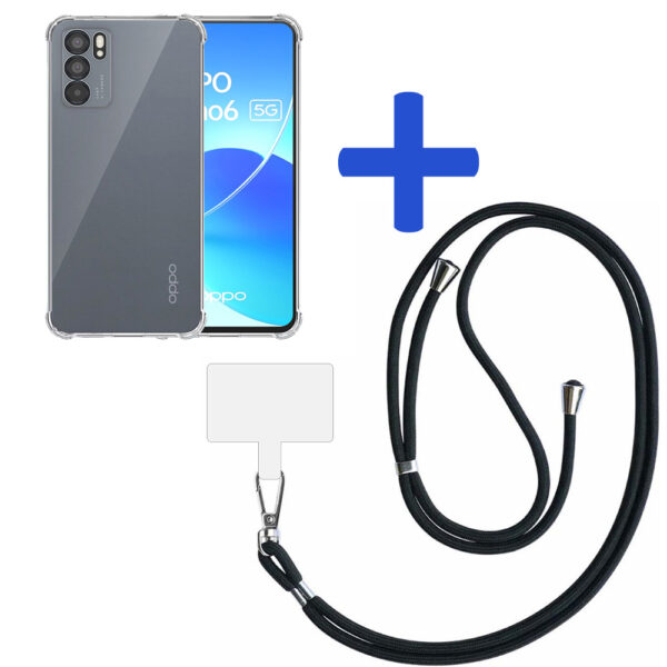 Oppo Reno 6 5G transparant hoesje met afneembaar koord en stootrand 2