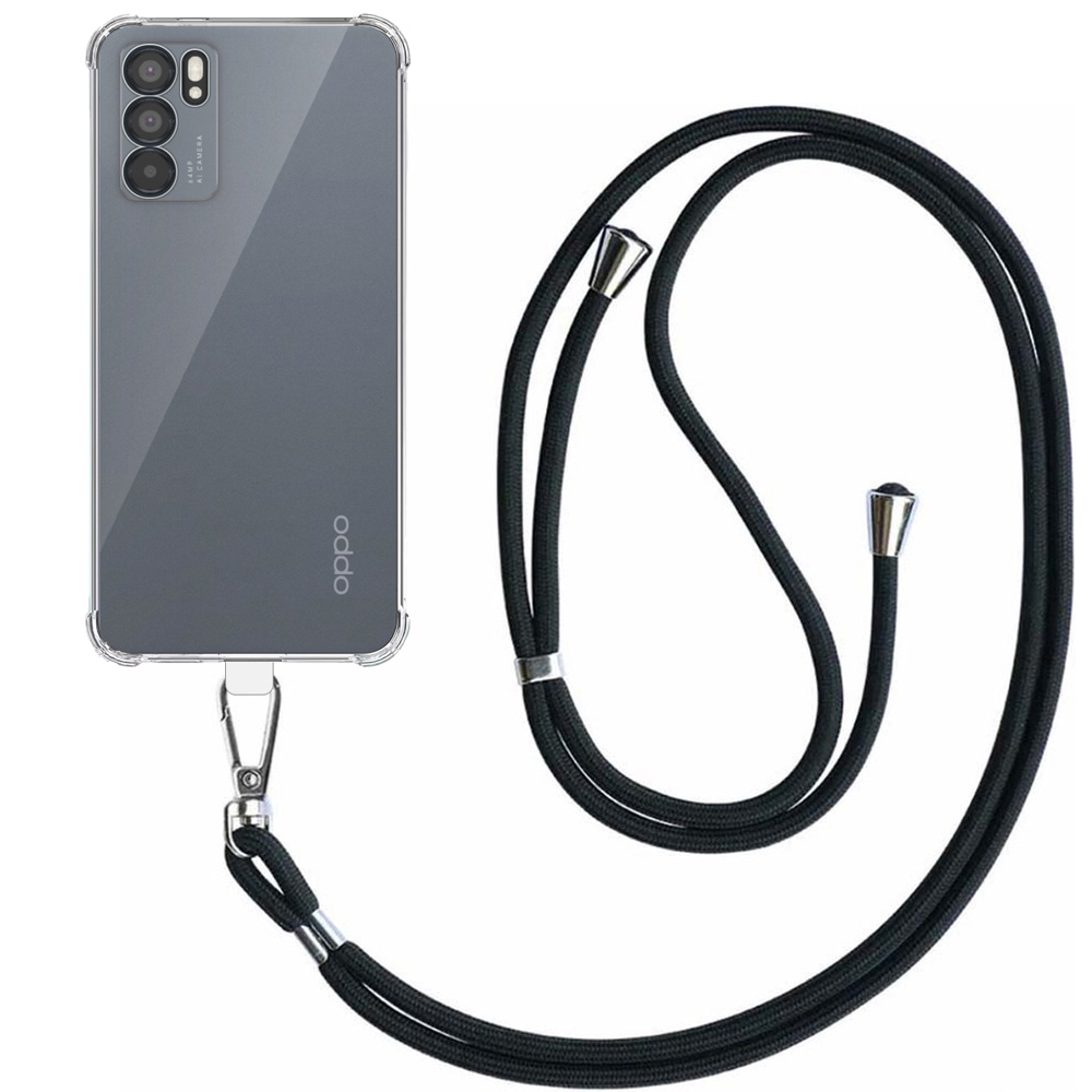 Oppo Reno 6 5G transparant hoesje met afneembaar koord en stootrand