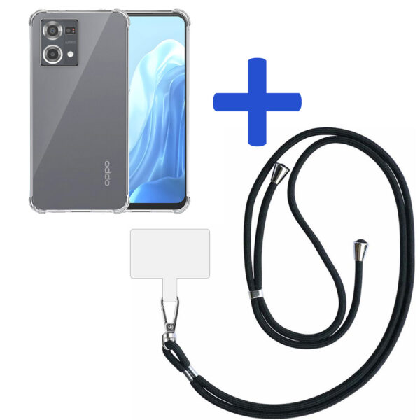 Oppo Reno 7 4G - Reno 8 4G - F21 Pro 4G transparant hoesje met afneembaar koord en stootrand 2