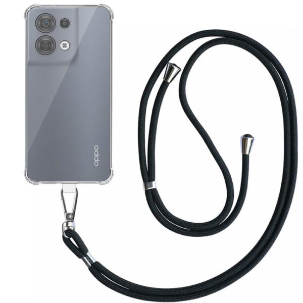Oppo Reno 8 5G transparant hoesje met afneembaar koord en stootrand