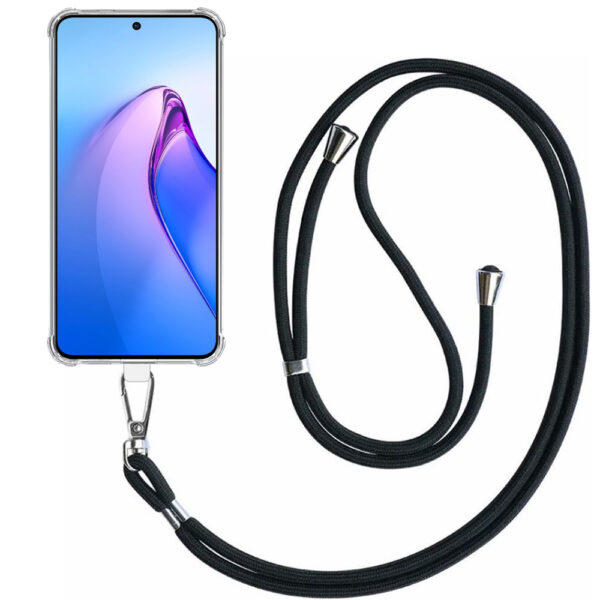 Oppo Reno 8 Pro Plus 5G transparant hoesje met afneembaar koord en stootrand 1
