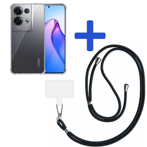 Oppo Reno 8 Pro Plus 5G transparant hoesje met afneembaar koord en stootrand 2