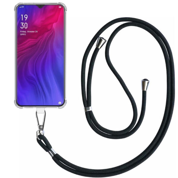 Oppo Reno Z transparant hoesje met afneembaar koord en stootrand 1