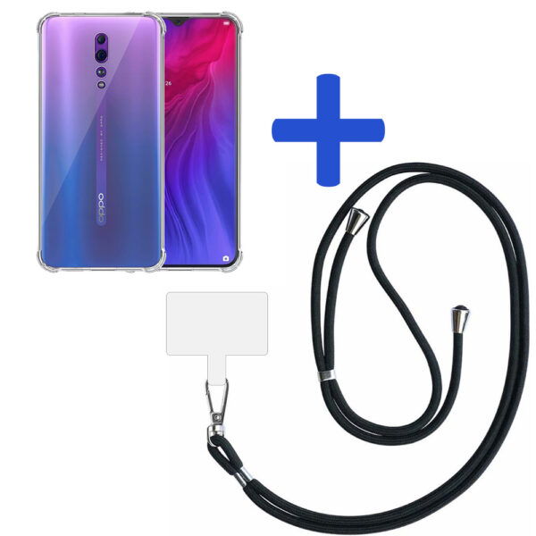 Oppo Reno Z transparant hoesje met afneembaar koord en stootrand 2
