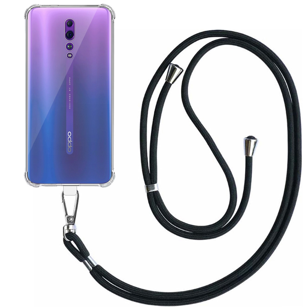 Oppo Reno Z transparant hoesje met afneembaar koord en stootrand