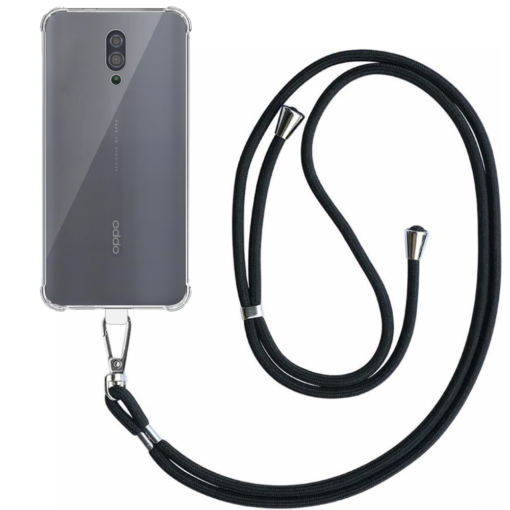 Oppo Reno transparant hoesje met afneembaar koord en stootrand