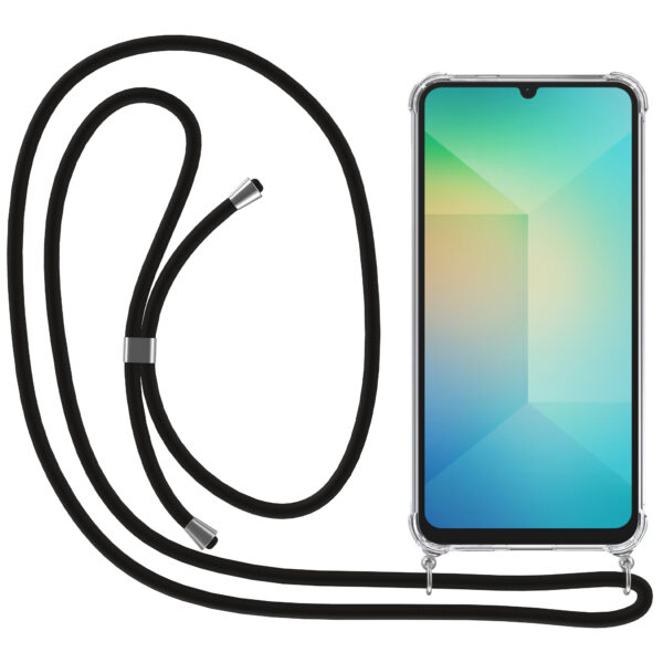 Samsung Galaxy A06 transparant hoesje met koord en stootrand