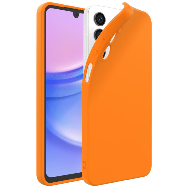 Samsung Galaxy A15 siliconen telefoonhoesje met zachte binnenkant oranje (1)