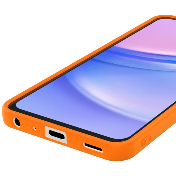 Samsung Galaxy A15 siliconen telefoonhoesje met zachte binnenkant oranje (3)