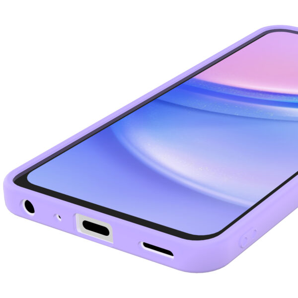 Samsung Galaxy A15 siliconen telefoonhoesje met zachte binnenkant paars (3)