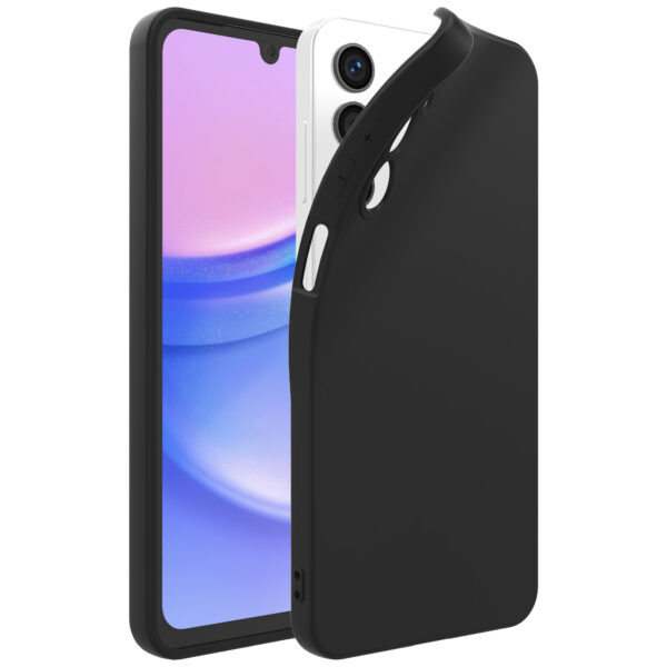 Samsung Galaxy A15 siliconen telefoonhoesje met zachte binnenkant zwart (1)